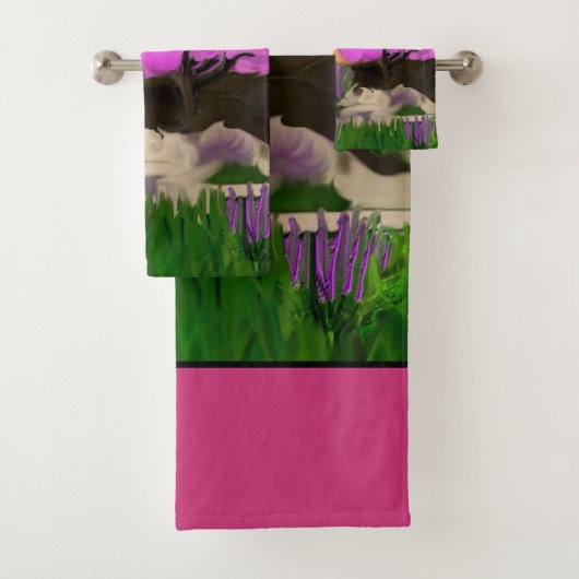 コットンキャンディツリーズ抽象芸術アート バスタオルセット (インサイチュ)