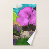 コットンキャンディツリーズ抽象芸術アート バスタオルセット (ハンドタオル)