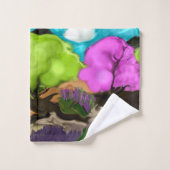 コットンキャンディツリーズ抽象芸術アート バスタオルセット (ウォッシュタオル)