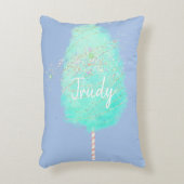 コットンキャンディティール(緑がかった色)かわいいグリッター紫の水色 アクセントクッション (正面(垂直))