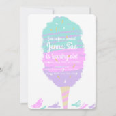 コットンキャンディハンドドローカーニバル誕生日 招待状 (正面)