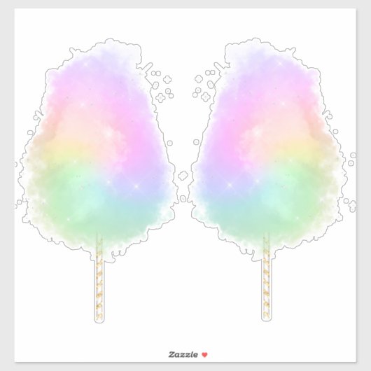 コットンキャンディパステルレインボーグリッターかわいい シール (シート)