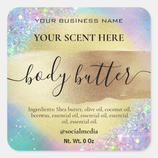 コットンキャンディパステル金ゴールド体バターラベル スクエアシール (正面)