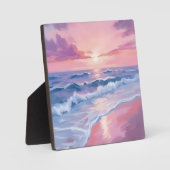 コットンキャンディビーチ | ピンクの海絵を描波 フォトプラーク (正面)