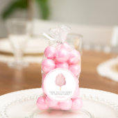 コットンキャンディピンクバースデーパーティーのお願い ラウンドシール