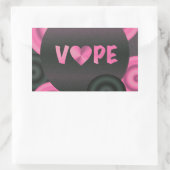 コットンキャンディピンク3Dテープハート 長方形シール (バッグ)