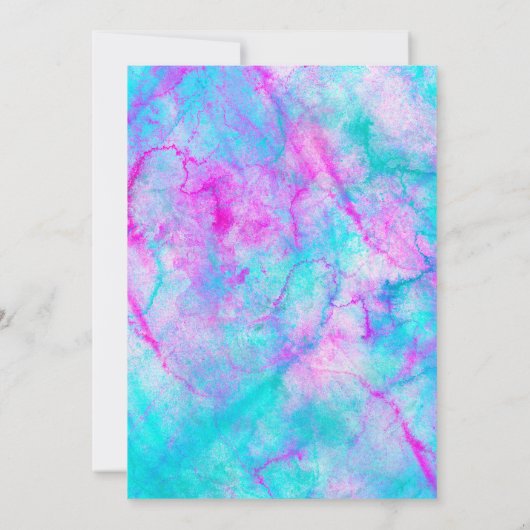 コットンキャンディピンク&ブルーウォーターカラースウィート16パーティー 招待状 (裏面)