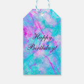 コットンキャンディピンク&ブルーウォーター色の洗い流し汚れ ギフトタグ (裏面)