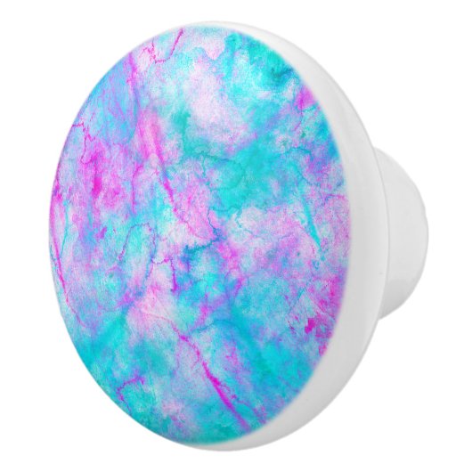 コットンキャンディピンク&ブルーウォーター色の洗い流し汚れ セラミックノブ (右)