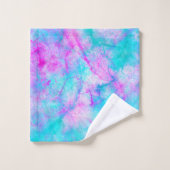 コットンキャンディピンク&ブルーウォーター色の洗い流し汚れ バスタオルセット (ウォッシュタオル)