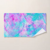 コットンキャンディピンク&ブルーウォーター色の洗い流し汚れ バスタオルセット (ハンドタオル)