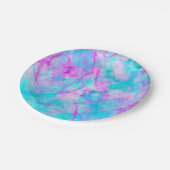 コットンキャンディピンク&ブルーウォーター色の洗い流し汚れ ペーパープレート (アングル)