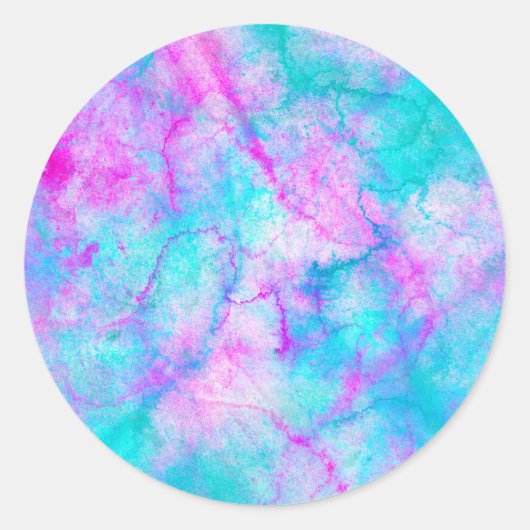 コットンキャンディピンク&ブルーウォーター色の洗い流し汚れ ラウンドシール (正面)