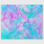 コットンキャンディピンク&ブルーウォーター色の洗い流し汚れ ラッピングペーパー (フラット)