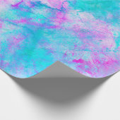 コットンキャンディピンク&ブルーウォーター色の洗い流し汚れ ラッピングペーパー (角)
