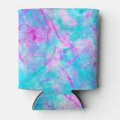 コットンキャンディピンク&ブルーウォーター色の洗い流し汚れ 缶クーラー (正面)