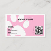 コットンキャンディポープリントQRコードペットシッター歩く 名刺 (正面)