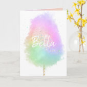 コットンキャンディレインボーグリッターかわいい カード (黄色い花)