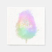 コットンキャンディレインボーグリッターかわいい スタンダードカクテルナプキン (正面)