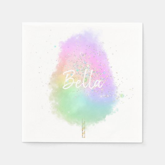 コットンキャンディレインボーグリッターかわいい スタンダードカクテルナプキン (正面)