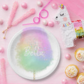コットンキャンディレインボーグリッターかわいい ペーパープレート (パーティー)