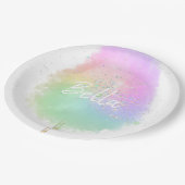 コットンキャンディレインボーグリッターかわいい ペーパープレート (アングル)