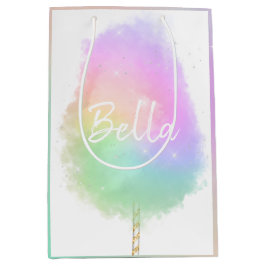 コットンキャンディレインボーグリッターかわいい ミディアムペーパーバッグ