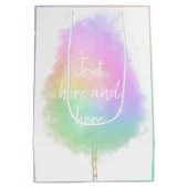 コットンキャンディレインボーグリッターかわいい ミディアムペーパーバッグ (裏面)