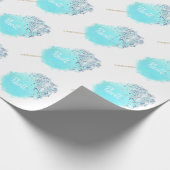 コットンキャンディーのようなかわいい青いグリッターの見た目 ラッピングペーパー (角)