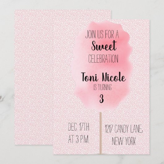 コットンキャンディーの招待状 招待状 (正面/裏面)