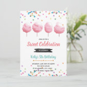 コットンキャンディーの誕生日パーティーの招待 招待状 (スタンド正面)