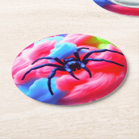 コットンキャンディーコースターにスパイダー ラウンドペーパーコースター (アングル)