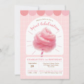 コットンキャンディースイーツお祝いピンク招待状 招待状 (正面)