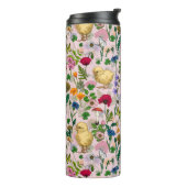 コットンキャンディーピンクにニワトリとワイルドフラワー タンブラー (回転左)