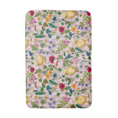 コットンキャンディーピンクにニワトリとワイルドフラワー バスマット (正面縦)