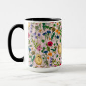 コットンキャンディーピンクにニワトリとワイルドフラワー マグカップ (左)