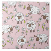 コットンキャンディーピンクに羊を数える タイル (正面)