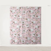 コットンキャンディーピンクに羊を数える タペストリー (正面)