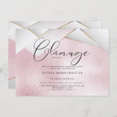 コットンキャンディーピンクパールファセット延期シャワー 招待状 (正面/裏面)