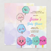 コットンキャンディーベイビーシャワー 招待状 (正面/裏面)