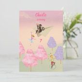 コットンキャンディーモンキージャンプ誕生日 招待状 (スタンド正面)