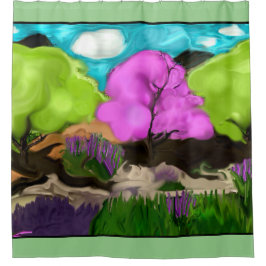 コットンキャンディ抽象芸術アート シャワーカーテン