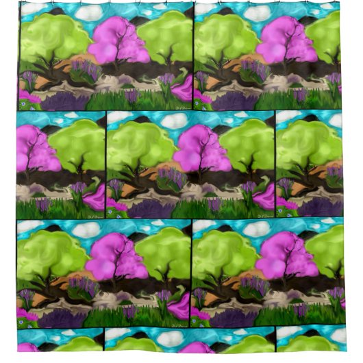 コットンキャンディ抽象芸術アート シャワーカーテン (正面)