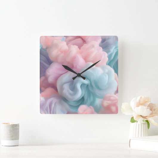 コットンキャンディ抽象芸術 スクエア壁時計 (ホーム)
