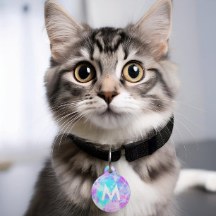 コットンキャンディ絞り染めパーソナライズされたペット用名札 ペット ネームタグ