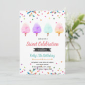 コットンキャンディ誕生日パーティーの招待状 招待状 (スタンド正面)