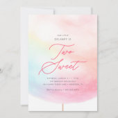 コットンキャンディ2甘カラフルい2歳の誕生日 招待状 (正面)