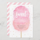 コットンキャンディ スイート バースデー パーティー 招待状 (正面/裏面)