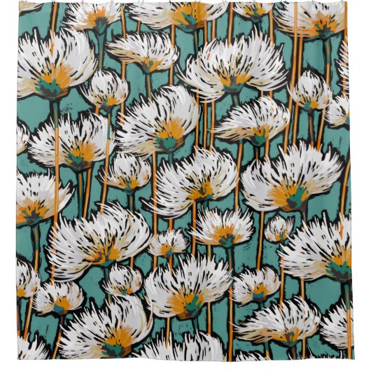 コットングラスフィールド模様 シャワーカーテン (正面)