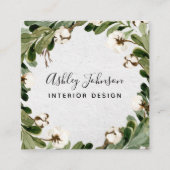 コットングリーンリーリースタイポグラフィ スクエア名刺 (正面)